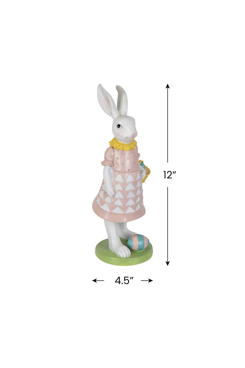 Girl Bunny with Easter Basket Outdoor Garden Statue - 12", Alternate, color, Pink