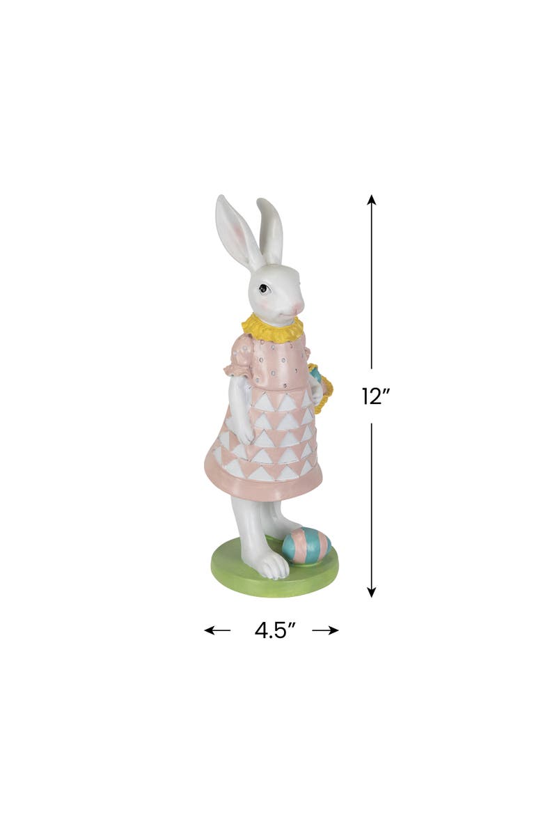 Northlight Girl Bunny with Easter Basket Outdoor Garden Statue - 12", Alternate, color, Pink