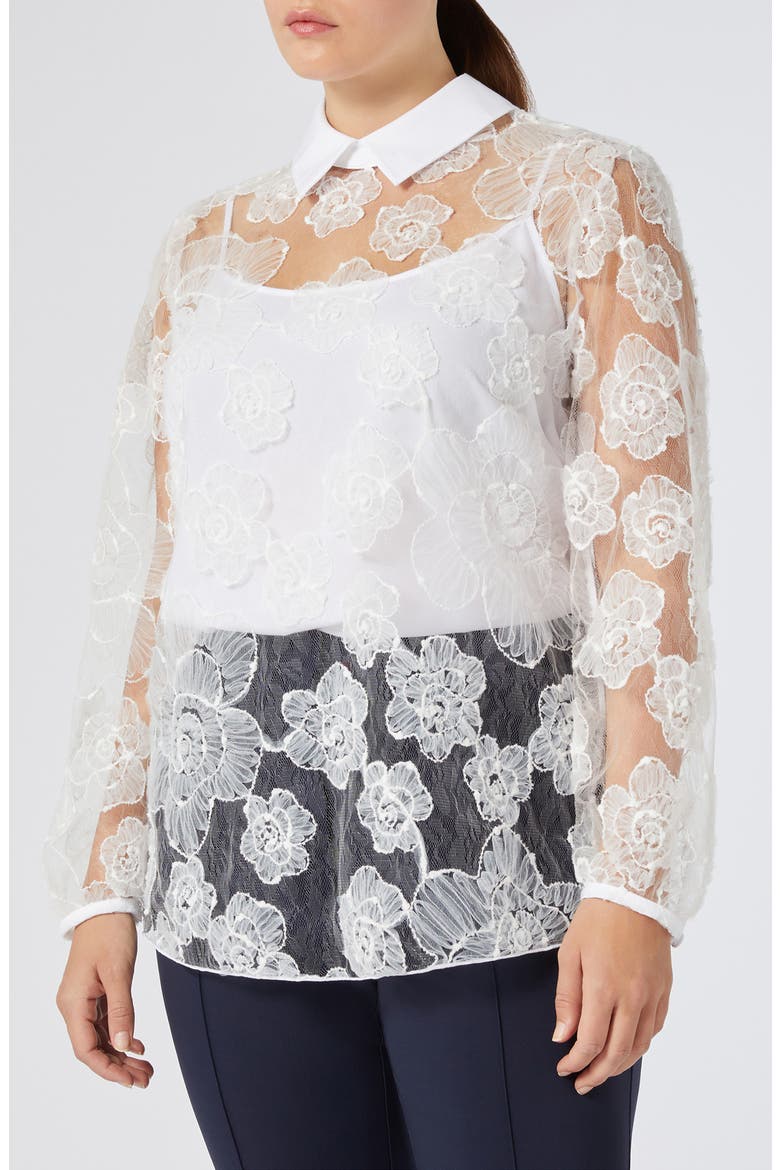 Godezia Embroidered Lace Shirt, Main, color, OPTICAL WHITE