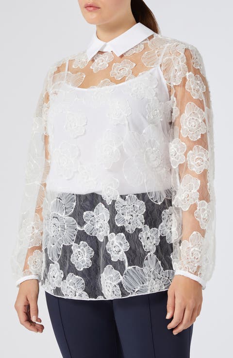 Godezia Embroidered Lace Shirt (Plus)