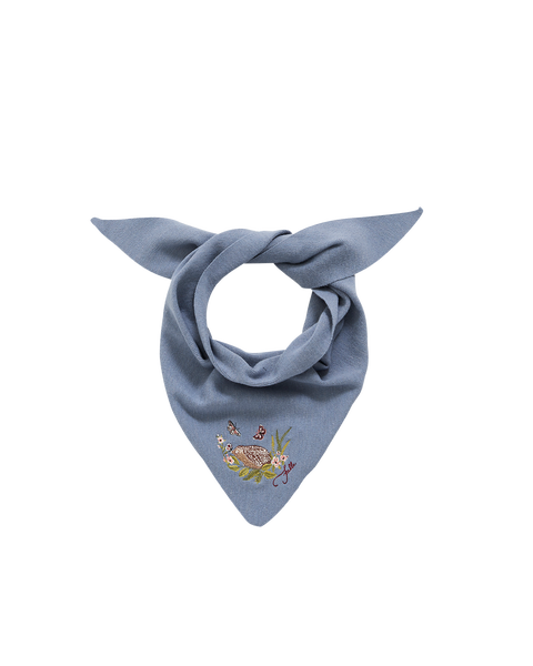 Hedgehog Embroidered Knitted Triangle Scarf