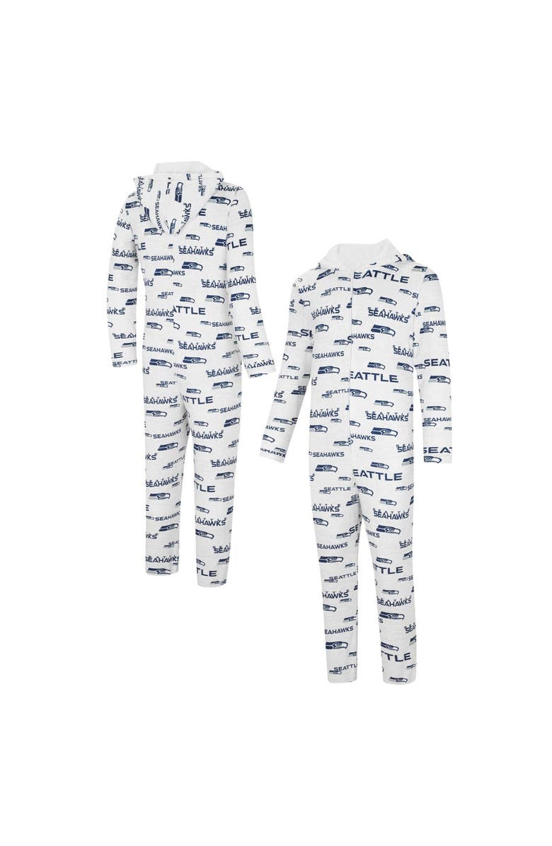 CONCEPTS SPORT Men's Concepts Sport White Seattle Seahawks Allover Print Docket Union Full-Zip Hooded Pajama Suit, Alternate, color, 