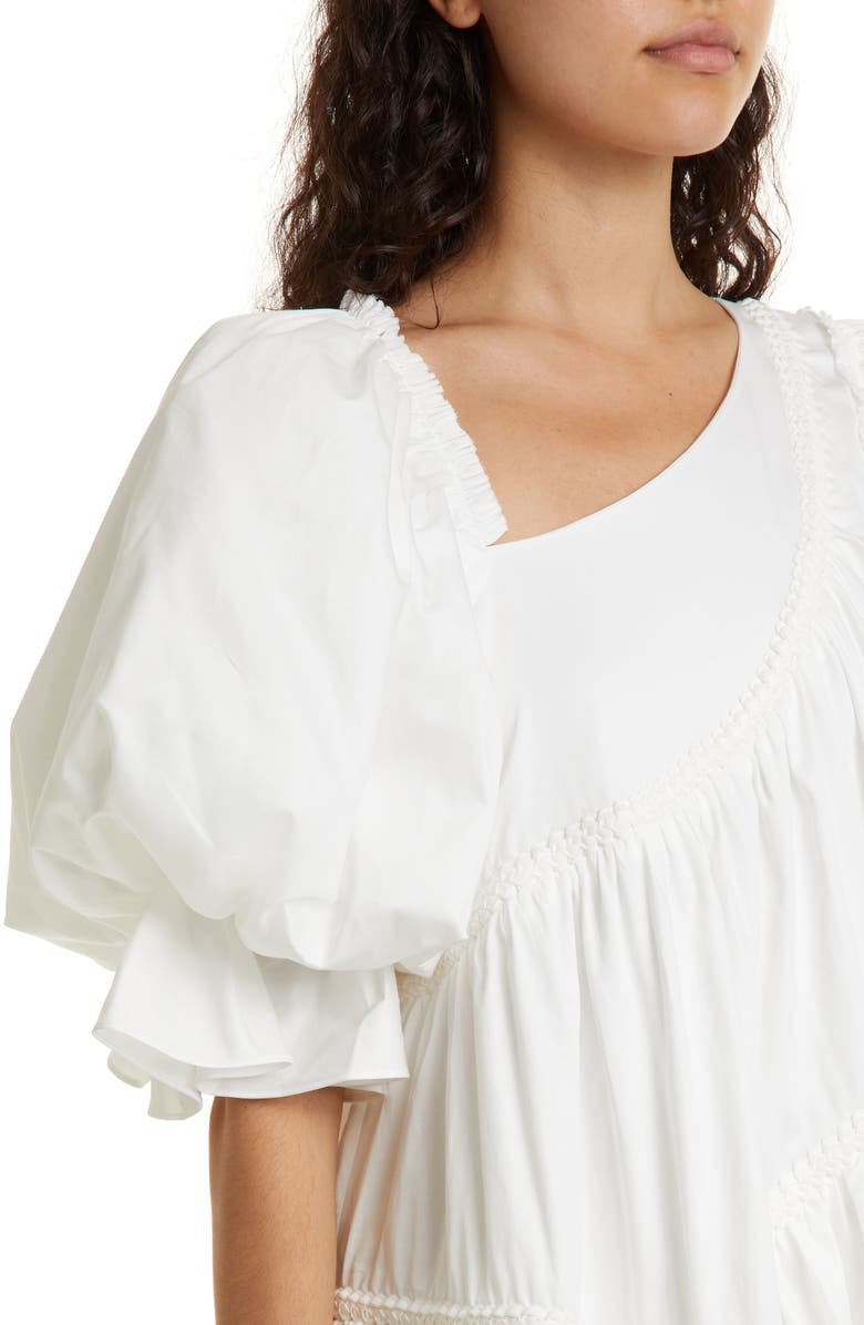 Aje Casabianca Braided Asymmetric Puff Sleeve Minidress, Alternate, color, 