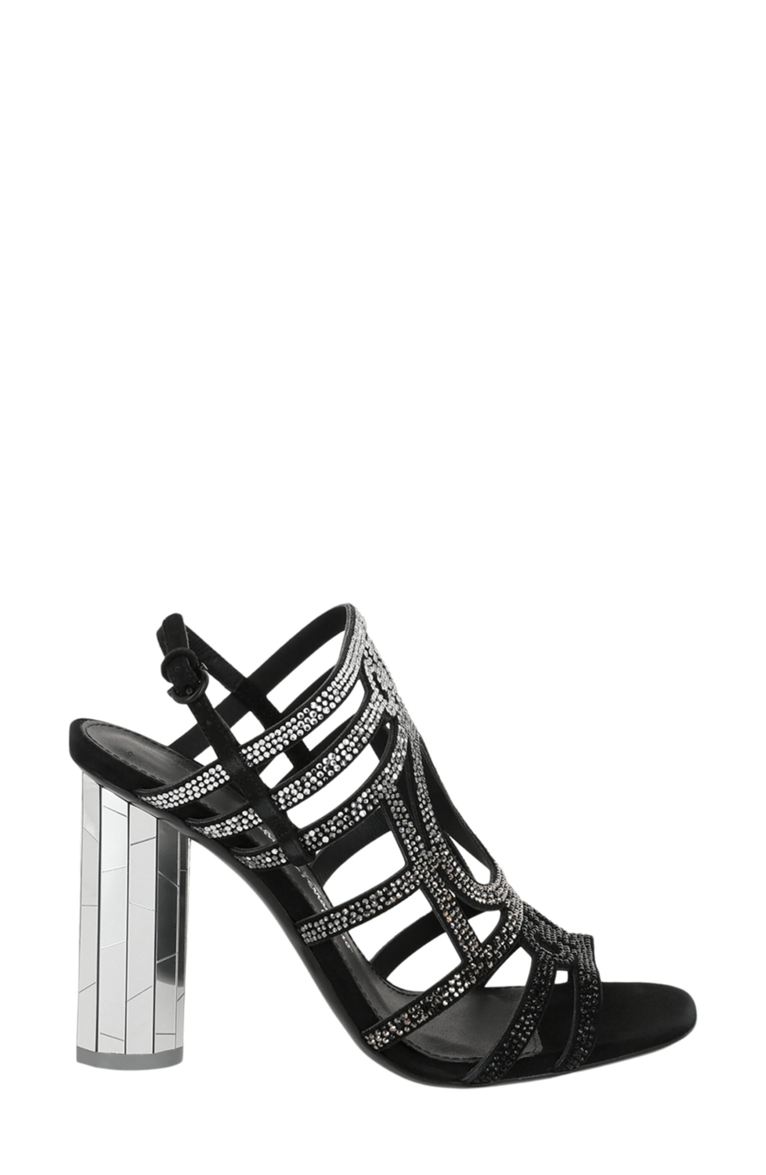 FERRAGAMO Florenza Cage Sandal, Alternate, color, Black