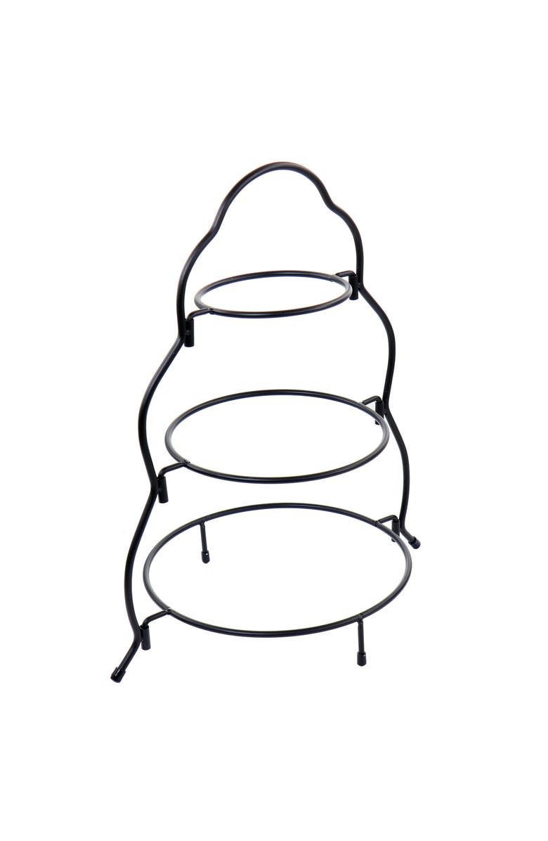 Elama 3 Tier Round Plate Porcelain Serveware Set, Alternate, color, White