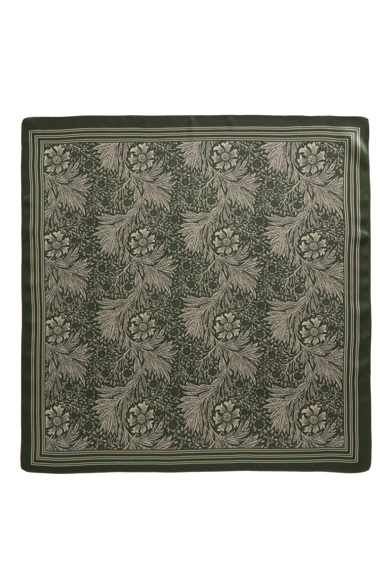 Print Silk Bandana Square Scarf, Alternate, color, OLIVE SPRAY FREYA FLORA