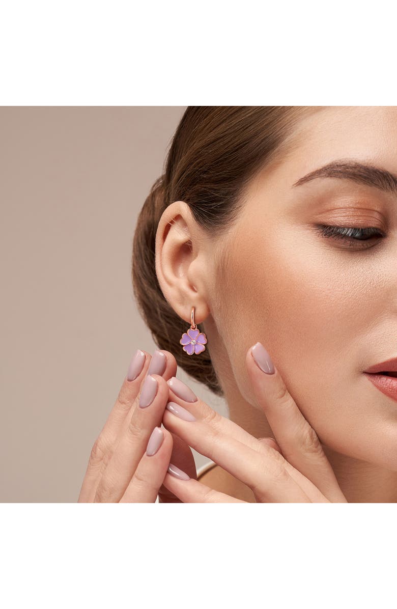 DELMAR White Topaz Flower Earrings & Necklace Set, Alternate, color, Pink