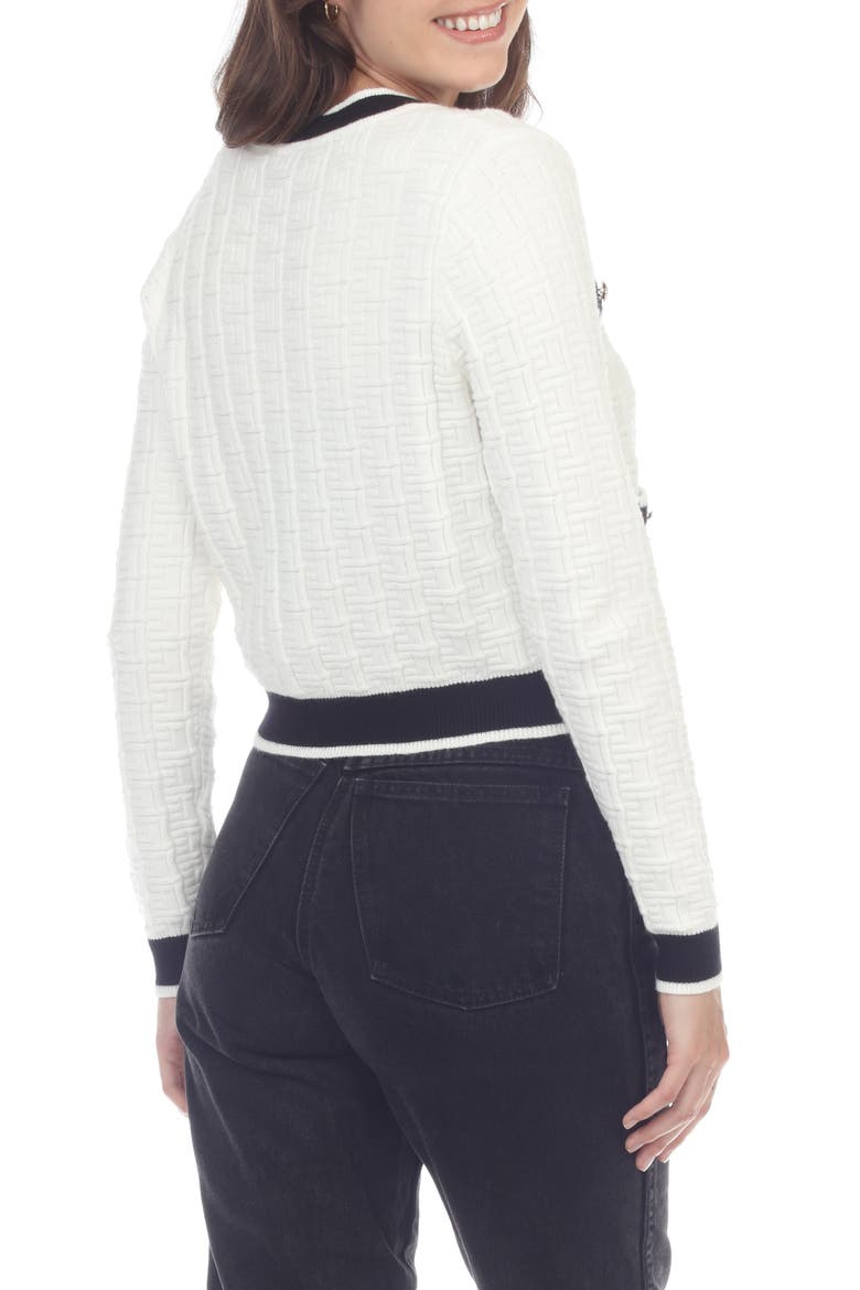 Textured Tipped Cardigan Sweater, Alternate, color, WHITE