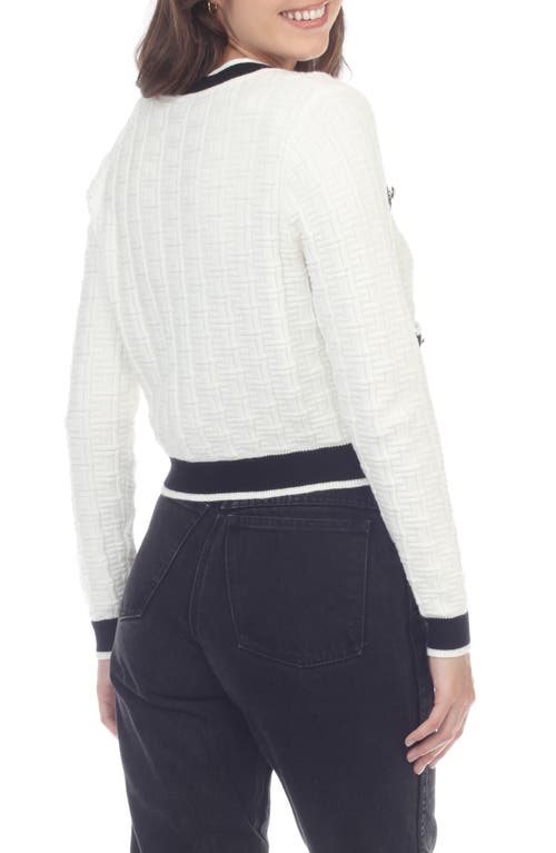 Shop Rain And Rose Textured Tipped Cardigan Sweater In White