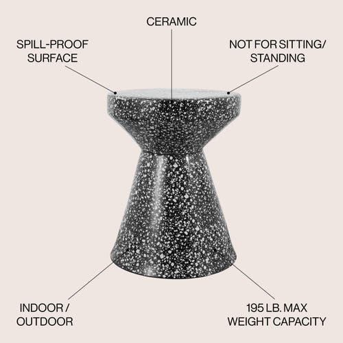 Jonathan Y Xenia 17.75" Modern Bohemian Terrazzo Indoor/outdoor Drum Accent Table In Black/white
