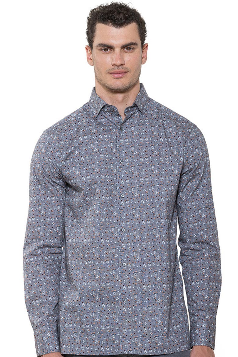 Floral Print Shirt, Main, color, Smoke