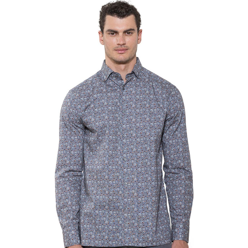 Luchiano Visconti Floral Print Shirt in Smoke  product