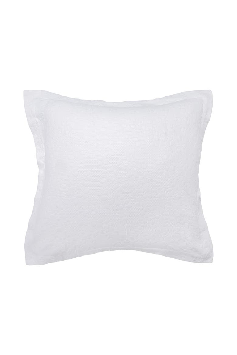 Jardin Solid White 100% Cotton Matelasse Euro Pillow Sham 26" x 26", Main, color, White