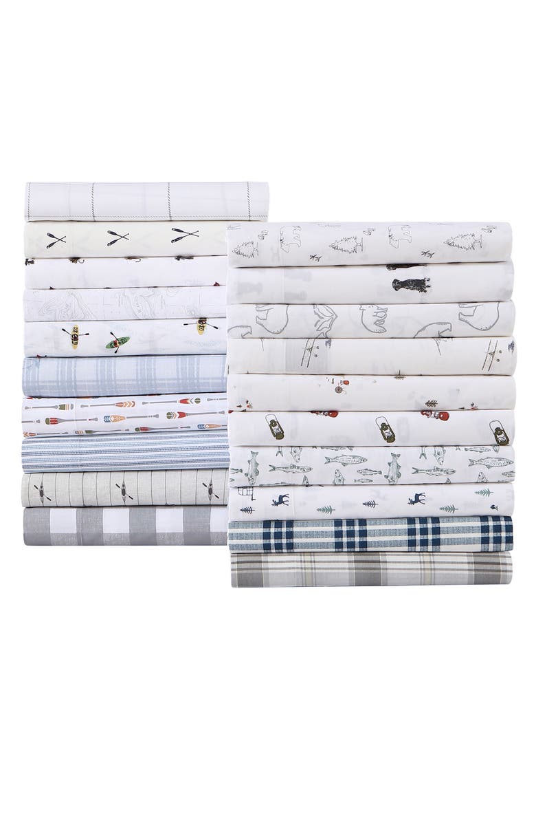 Eddie Bauer Kayaks 200 Thread Count Full Sheet Set, Alternate, color, White Multi