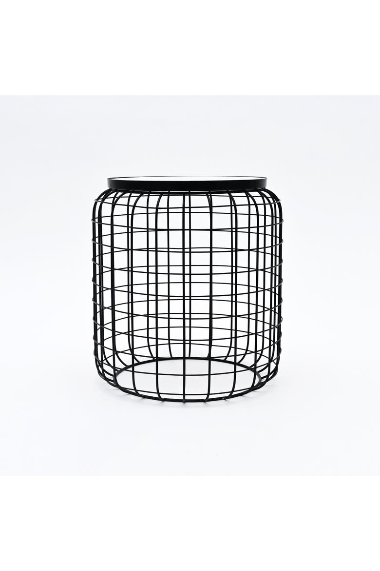 Marble End Table Round Side Table Black Metal Frame Modern Living Room Decor, Main, color, Black - 14.5x14.5x16.5"