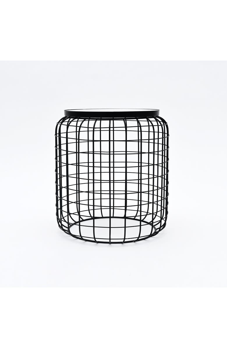 Expo Bazaar Marble End Table Round Side Table Black Metal Frame Modern Living Room Decor, Main, color, Black - 14.5X14.5x16.5"
