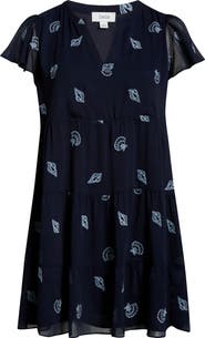 CeCe Embroidered Flutter Sleeve Dress