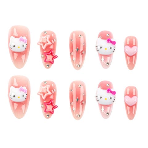 Hello Kitty 3D Medium Almond Press-On Nails