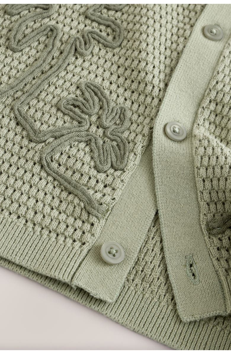 NEXT Kids' Palm Tree Embroidered Open Stitch Cotton Polo Sweater, Alternate, color, Green