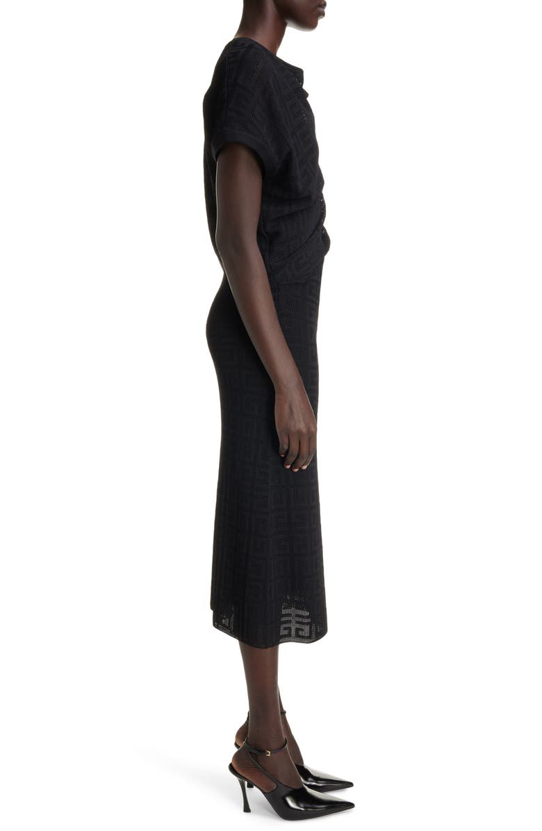 Givenchy 4G Draped Knit Midi Dress, Alternate, color,