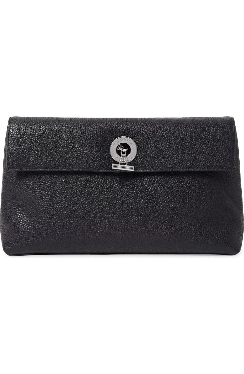 Veronica Beard Anchor Leather Clutch, Alternate, color, Black
