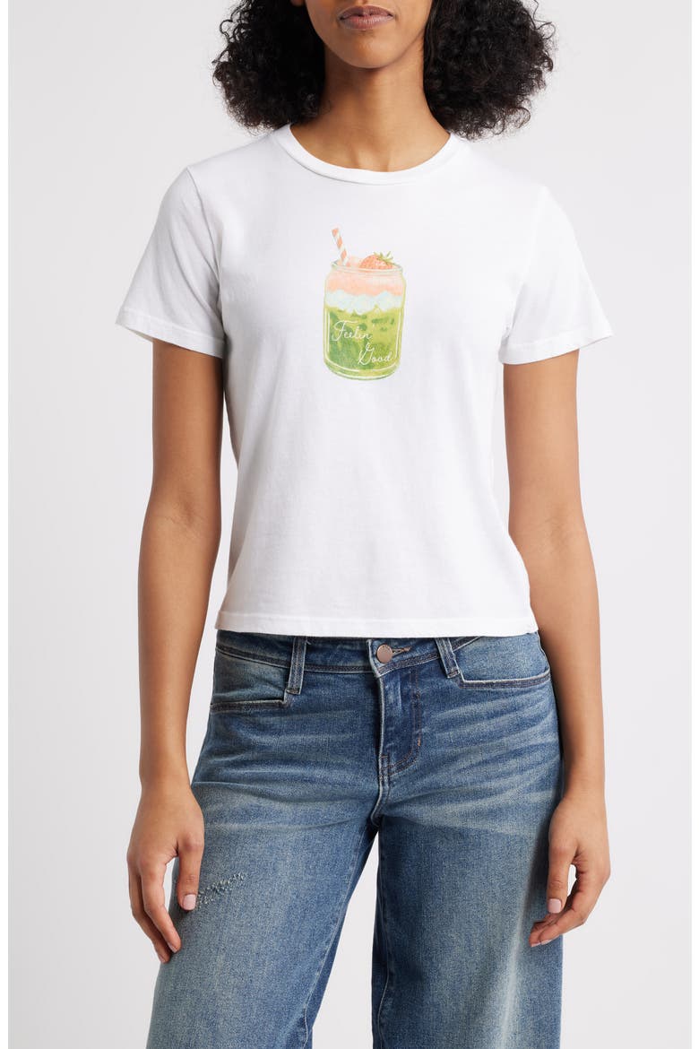 Feelin Good Matcha Graphic T-Shirt, Main, color, VINTAGE WHITE