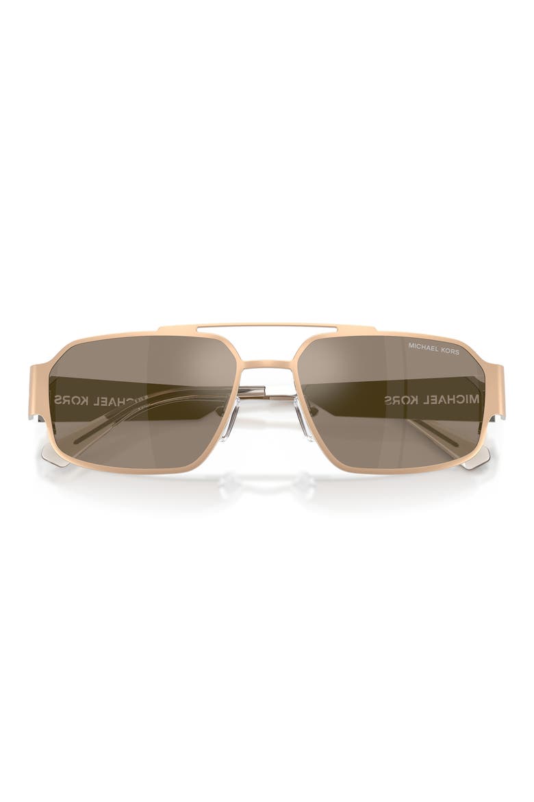 Cape Town 58mm Rectangular Sunglasses, Alternate, color, GOLD MATTE / BROWN SILVER