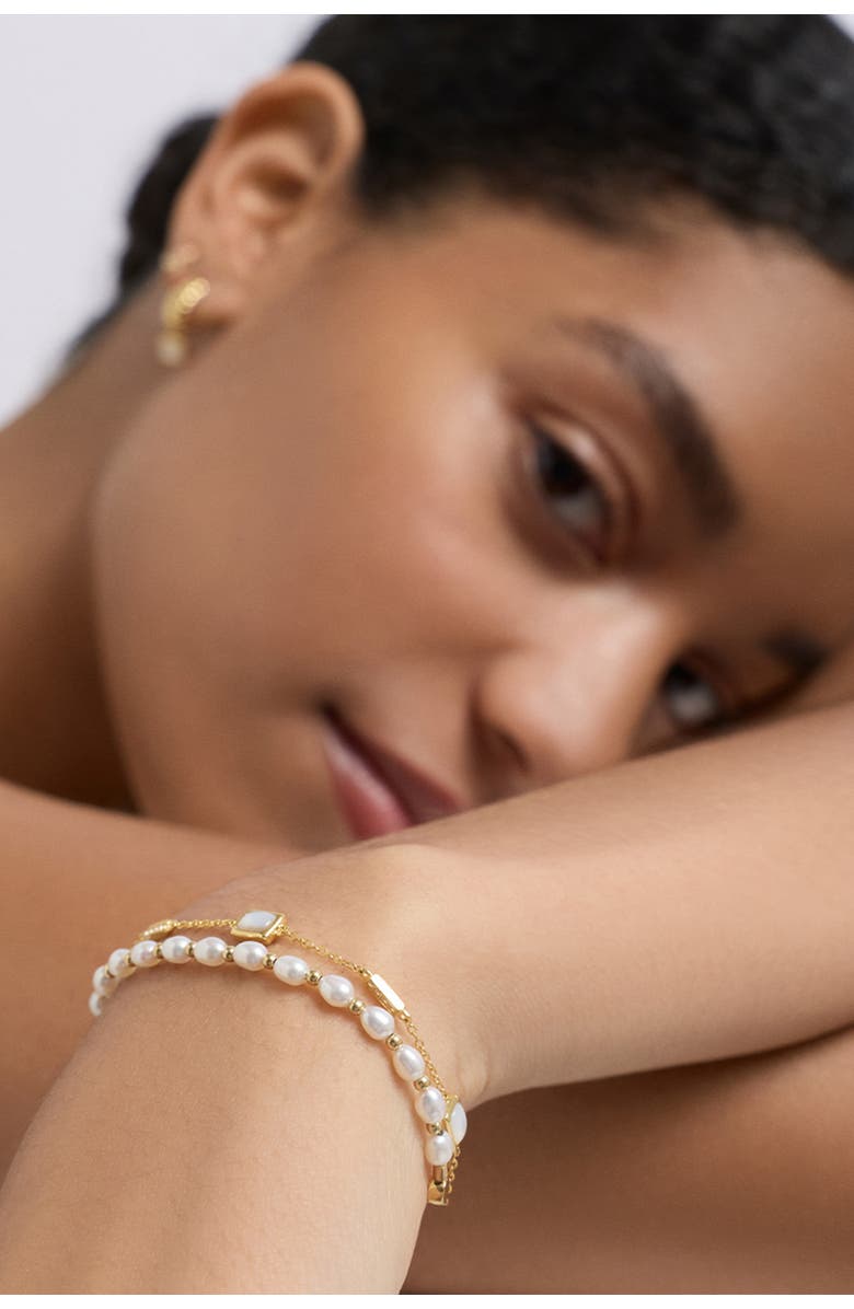 Astley Clarke Gold Aurora Ridge Mother of Pearl Station Bracelet, Alternate, color, Gold