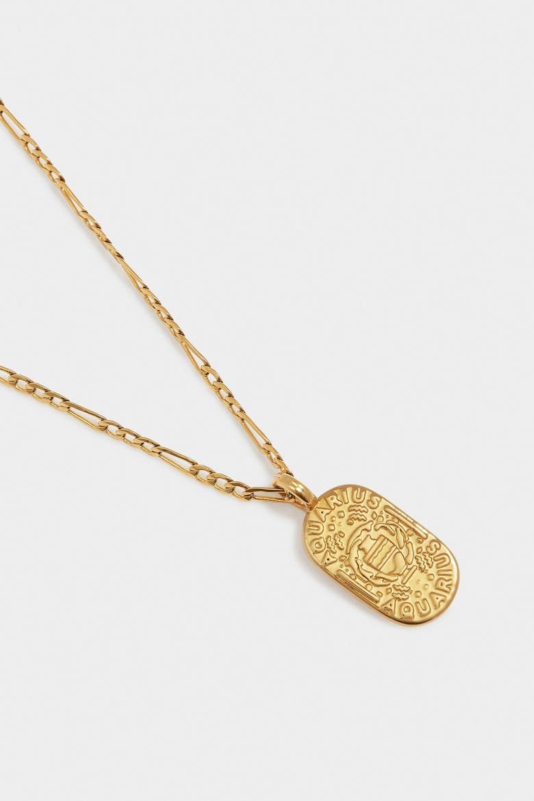 'Aquarius' Waterproof Gold Zodiac Necklace, Alternate, color, GOLD