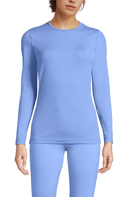 Lands' End Plus Size Baselayer Cozy Thermaskin Crewneck Top In Blue