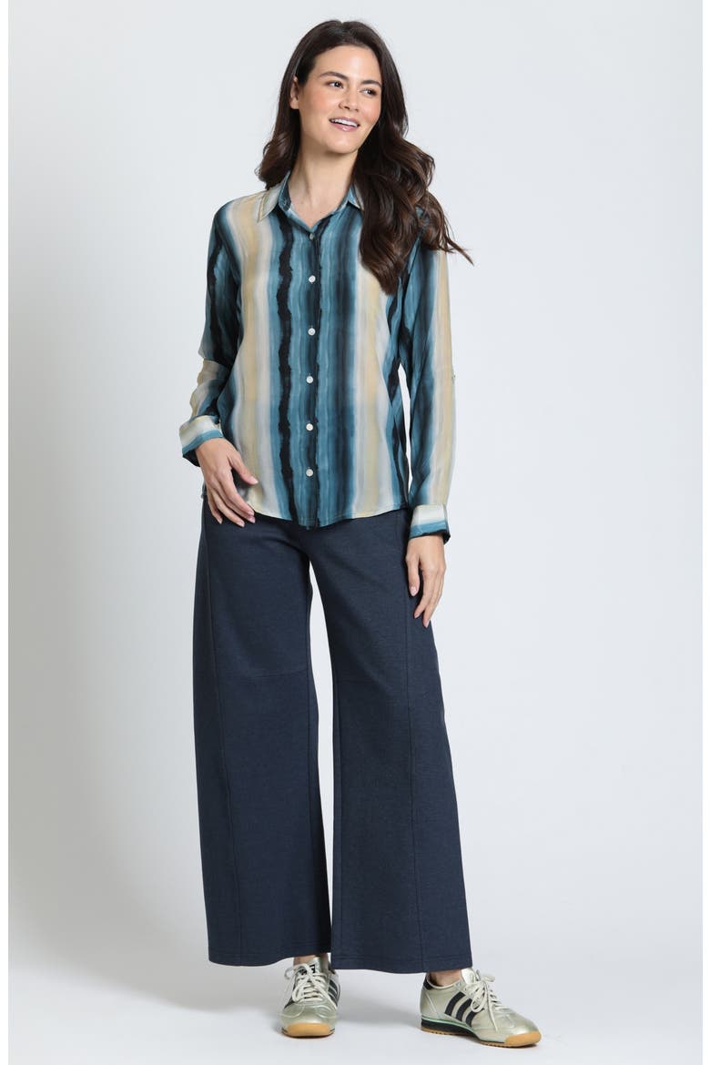 Vertical Print Roll-Tab Sleeve Button-Up Shirt, Alternate, color, DEEP TEAL/STONE