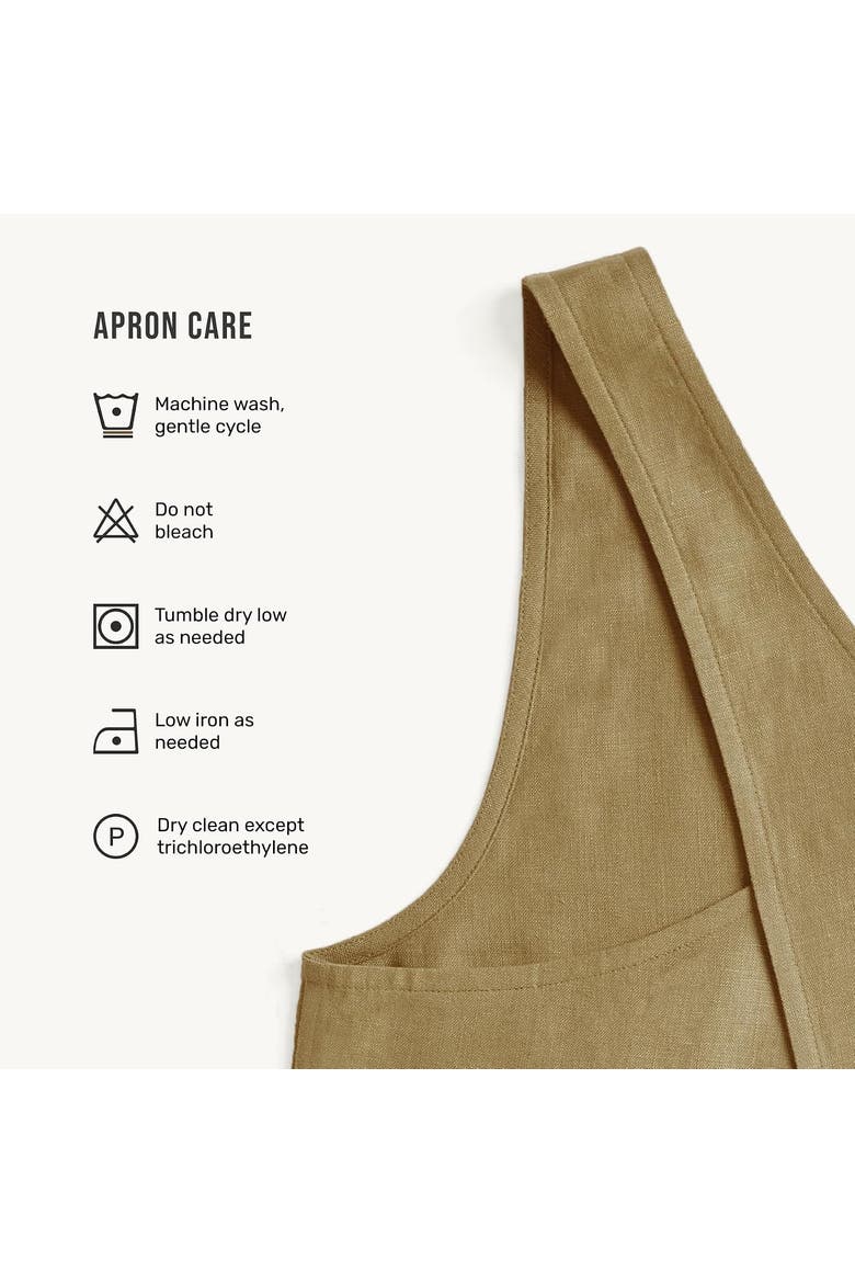 Linen Cross-Back Pinafore Apron with Pockets, 35 x 45 Inches, Alternate, color, Kelp