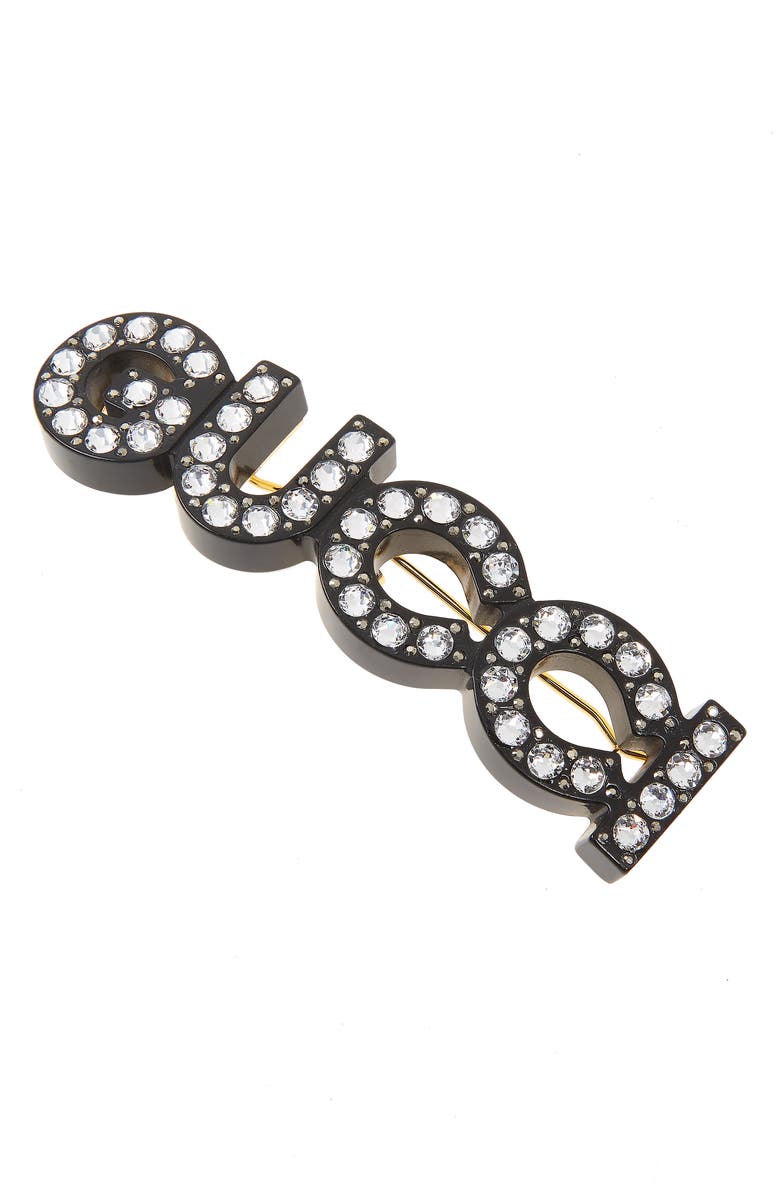 Gucci Crystal & Stud Barrette, Alternate, color, Black