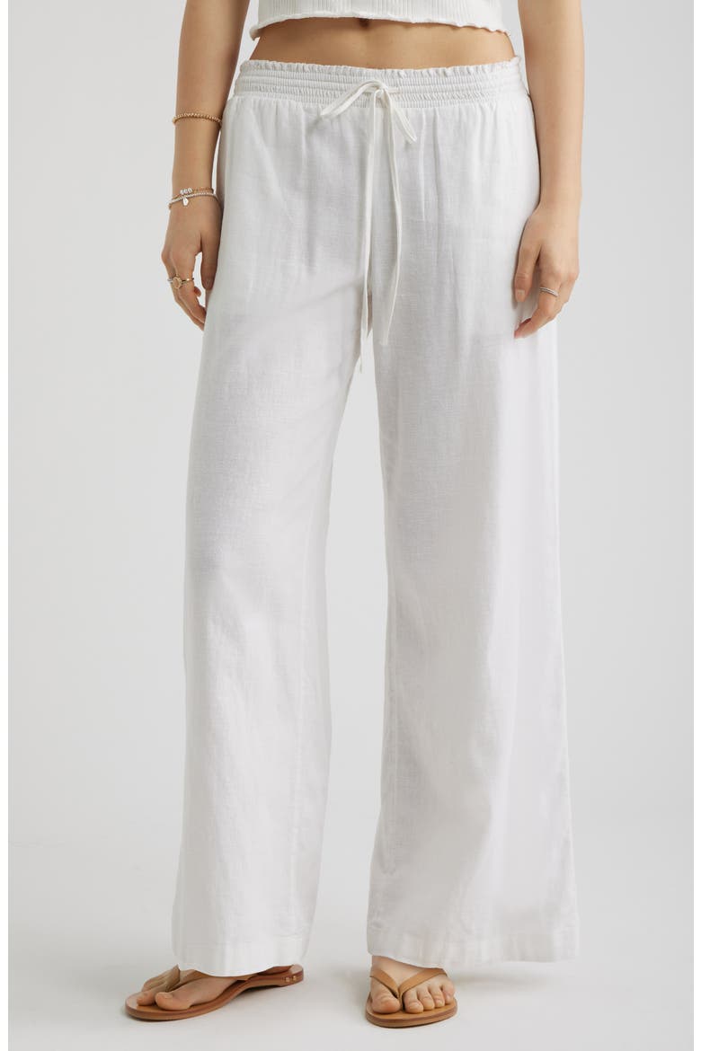 Linen Blend Beach Pants, Main, color, WHITE