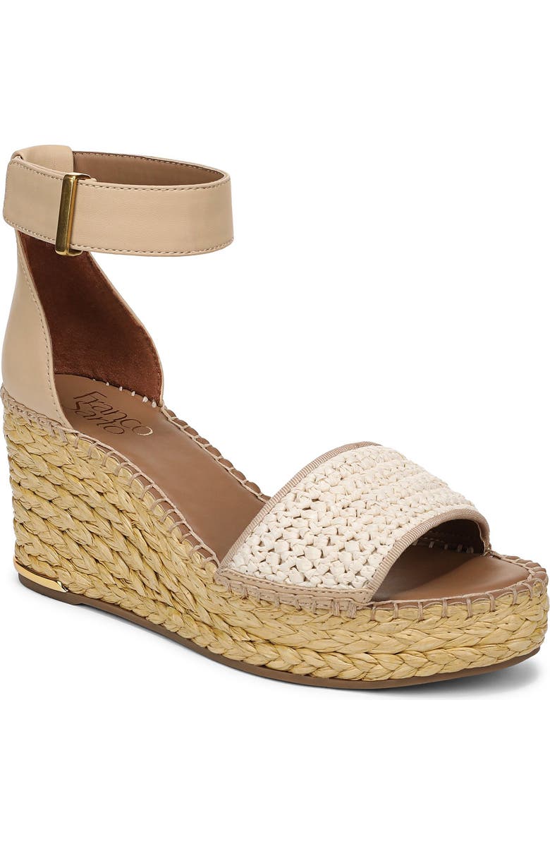 Franco Sarto Clemens Ankle Strap Wedge Sandal, Main, color, Light Natural