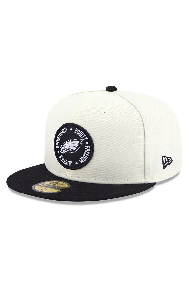 New Era Men's New Era Cream/Black Philadelphia Eagles 2022 Inspire Change  59FIFTY Fitted Hat, Main, color, 