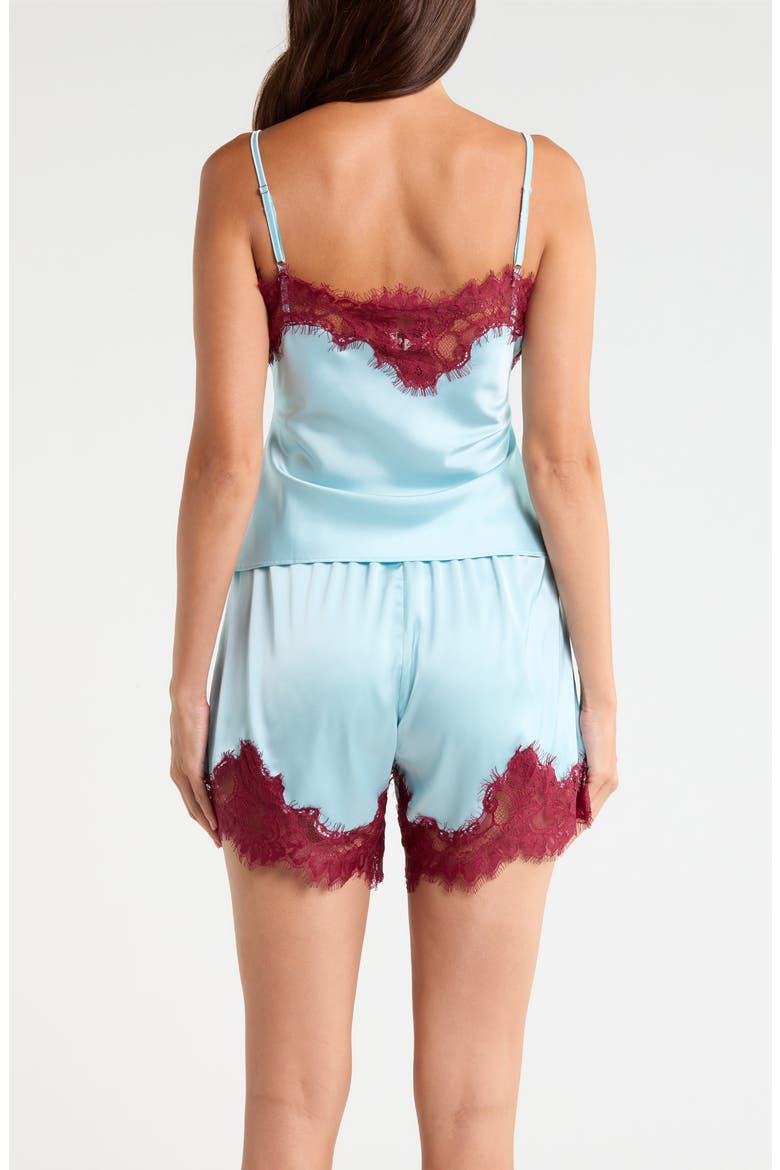 Lace Trim Satin Cami Pajamas, Alternate, color, ICY BLUE