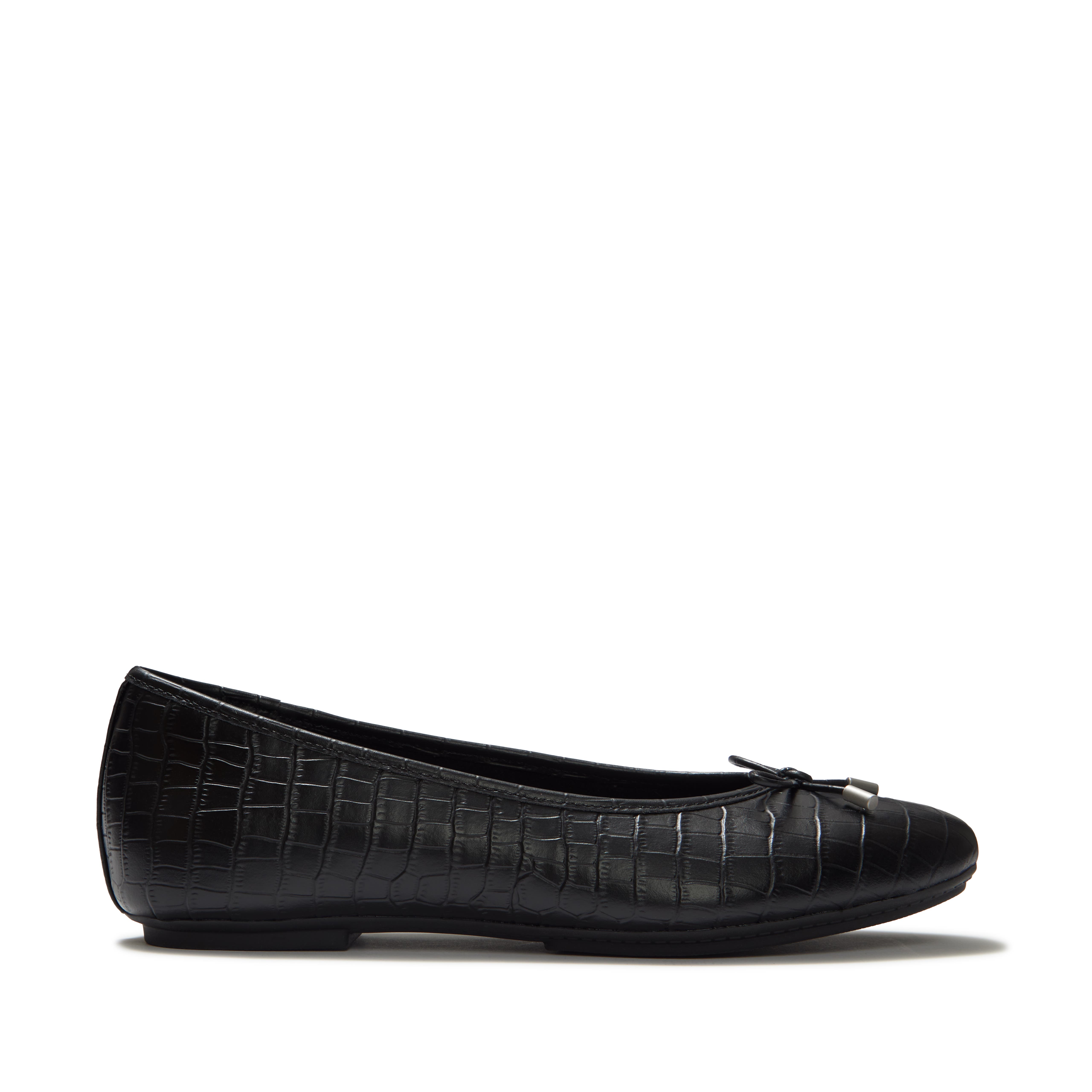Delicato Crocodile Ballerinas Flats, Alternate, color, All Black