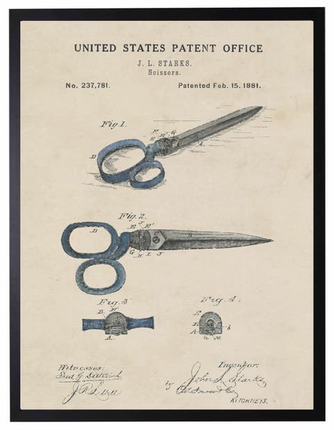 Scissors Patent in Black Frame