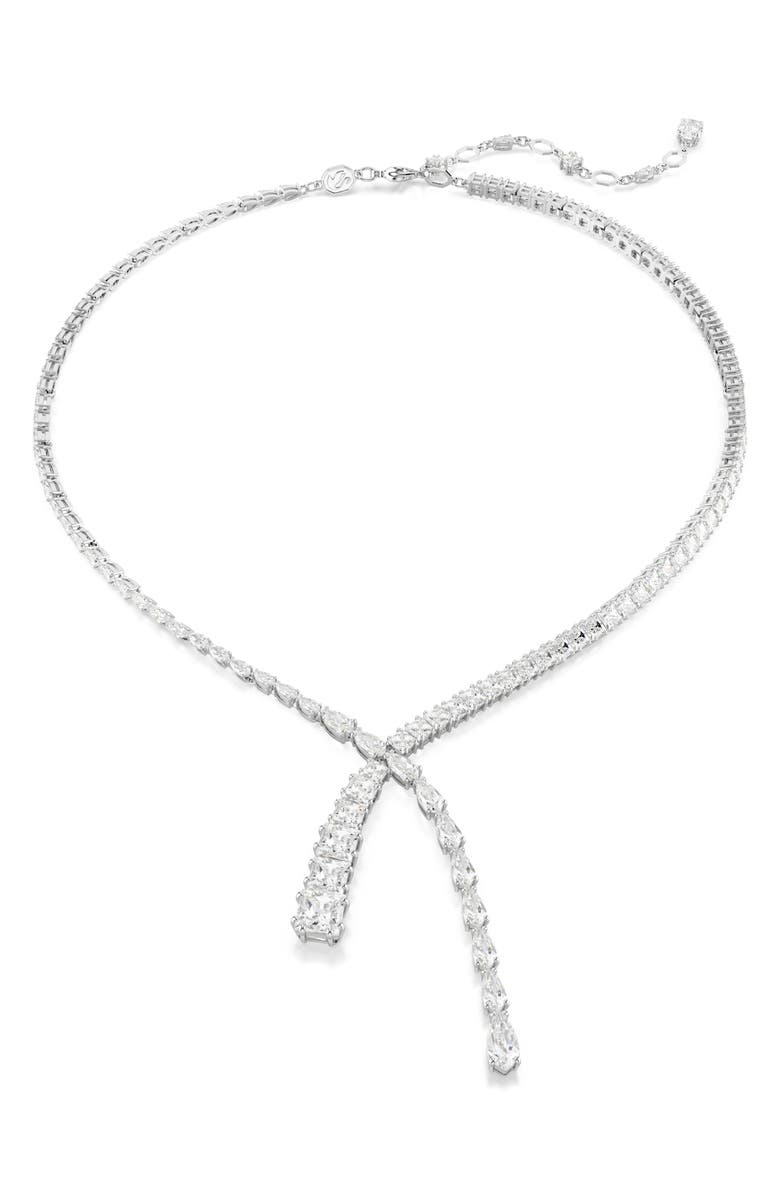 Swarovski Matrix Asymmetic Collar Necklace, Main, color, Silver/ White