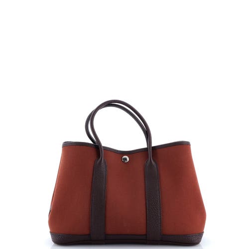 Pre-owned Hermes  Hermes Garden Party Tote Toile And Leather 30 In Red