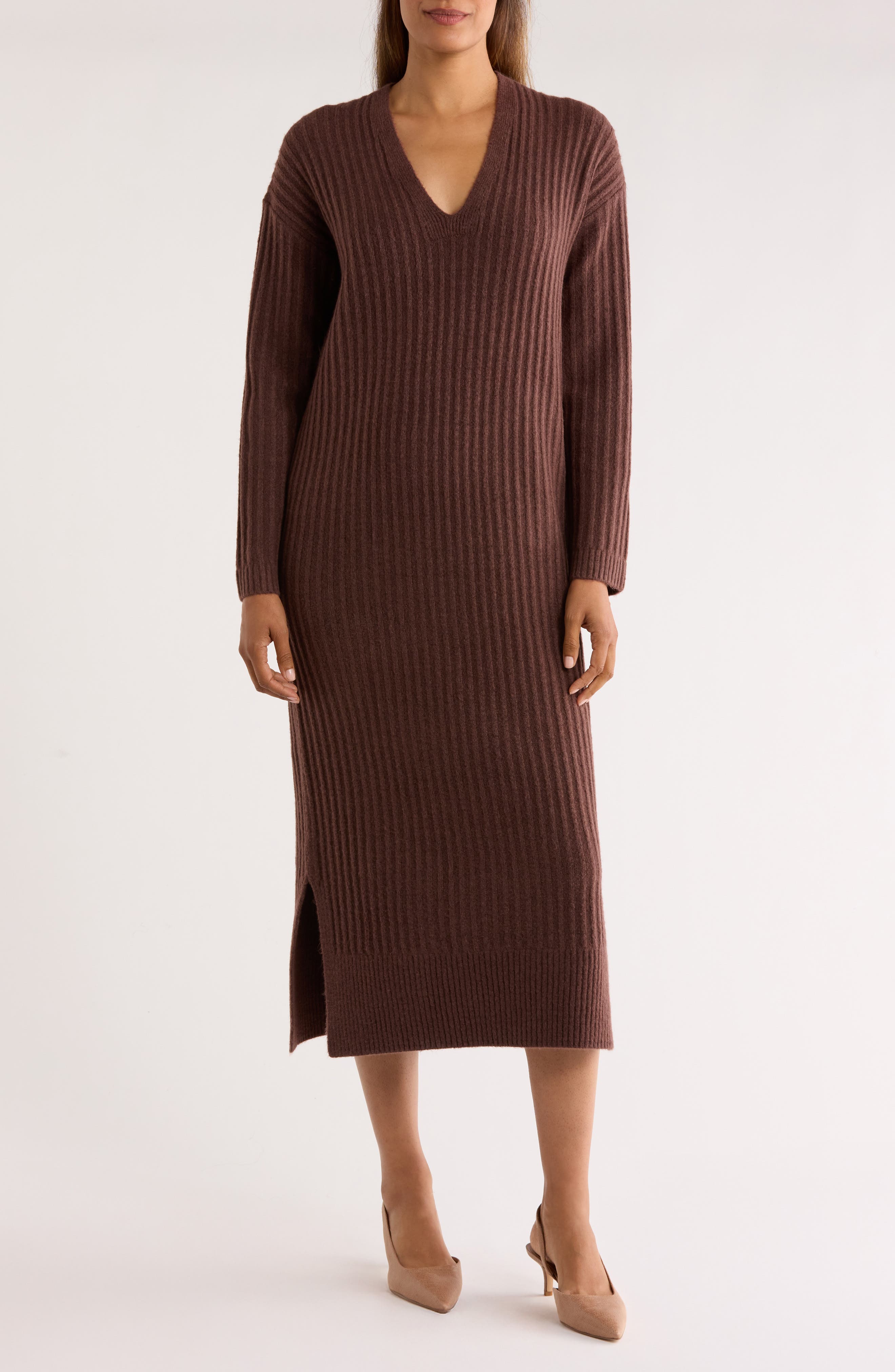 NORDSTROM RACK Long Sleeve V-Neck Sweater Dress