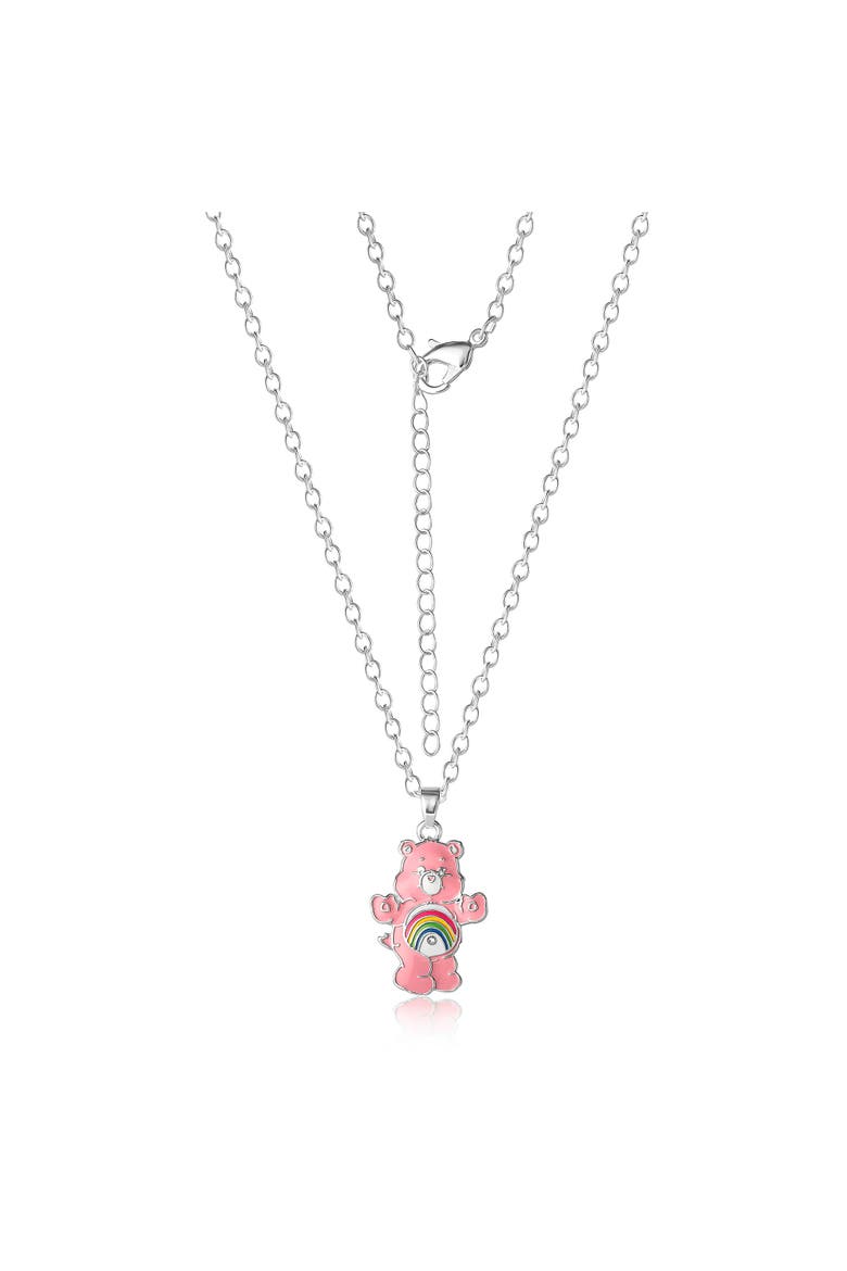 Silver Flash-Plated 3D Pendant Necklace with Crystal Accent, 16"+2", Alternate, color, Pink