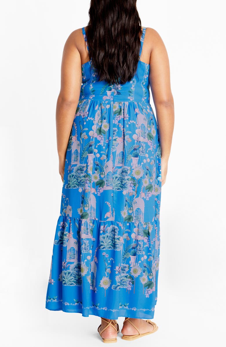 City Chic Molly Floral Midi Sundress, Alternate, color, Blue