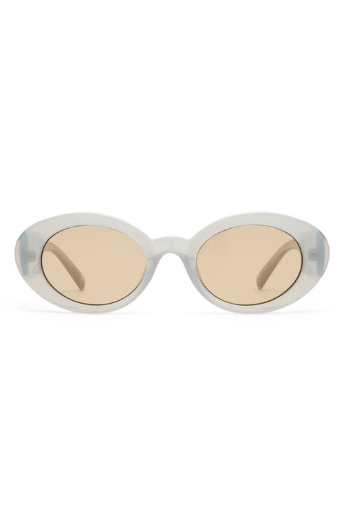 Le Specs Nouveau Vie 50mm Oval Sunglasses In White