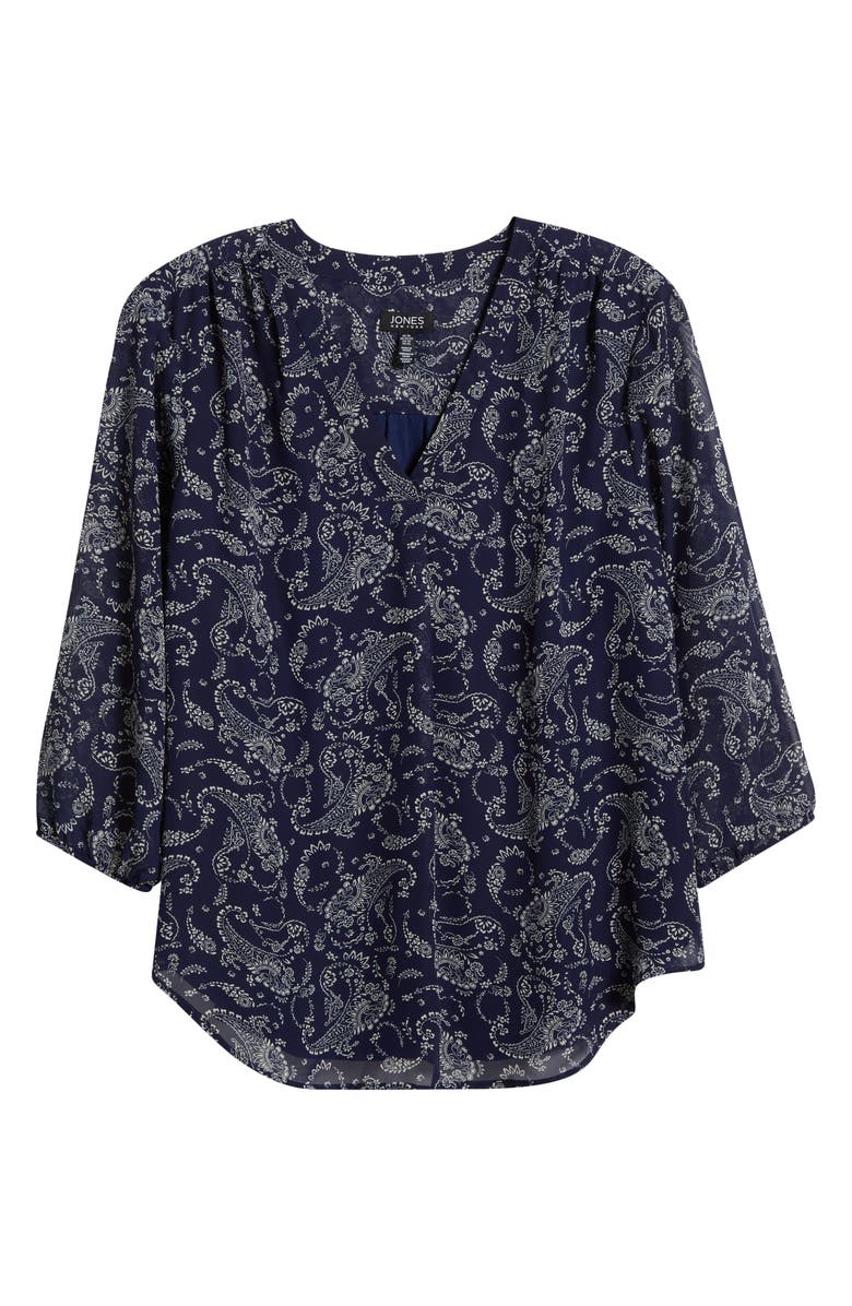 Jones New York Kelly Paisley Top, Alternate, color, Pacific Navy/ Jones White