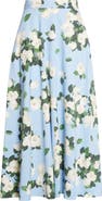 Carolina Herrera Rose Print Midi Skirt