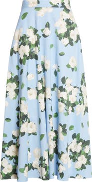 Carolina Herrera Rose Print Midi Skirt