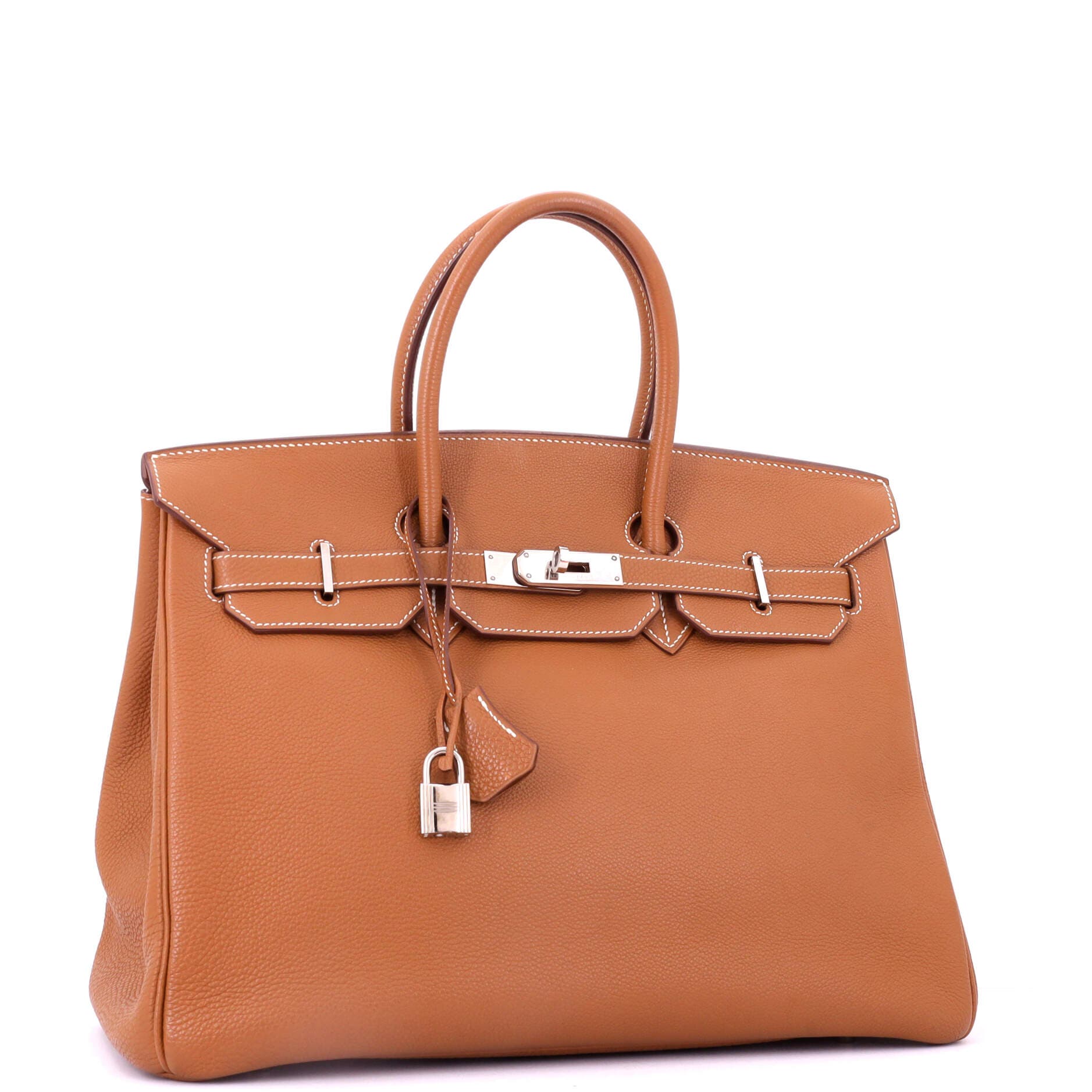 Pre-Owned Hermes Birkin Handbag Brown Togo with Palladium Hardware 35, Alternate, color, Gold