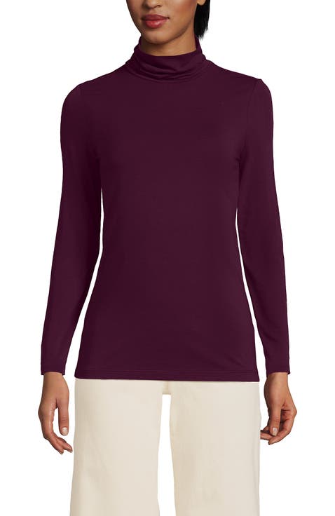Lightweight Jersey Skimming Long Sleeve Turtleneck